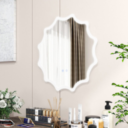 Costway Silver Round Waved Edge LED Wall Mirror 60 x 60cm - Wilko - thumbnail 5