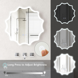 Costway Silver Round Waved Edge LED Wall Mirror 60 x 60cm - Wilko - thumbnail 6