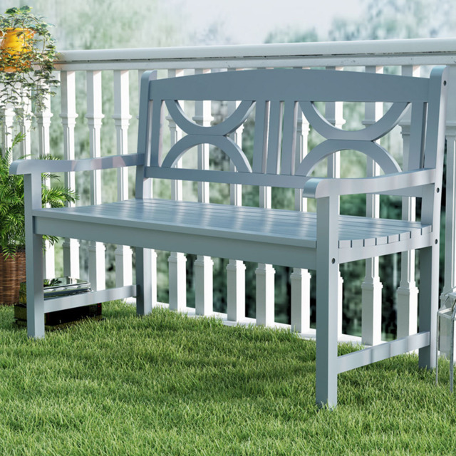 Outsunny 2 Seater Grey Wooden Outdoor Garden Bench - Size: 89.5 x 61 x 123cm - Wilko - image 1