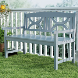 Outsunny 2 Seater Grey Wooden Outdoor Garden Bench - Size: 89.5 x 61 x 123cm - Wilko