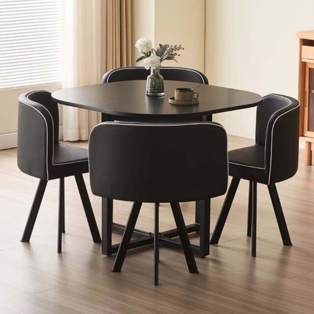 Comfy Living Metal 4 Seater Dining Set Black - Wilko - image 1