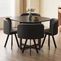 Comfy Living Metal 4 Seater Dining Set Black - Wilko - thumbnail 1