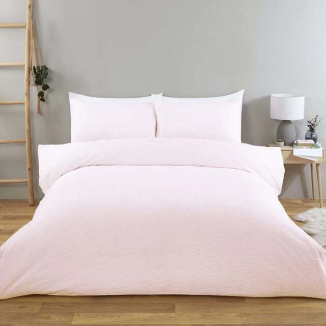 Elise Crinkle Duvet Set - Pink/King - Wilko - image 1