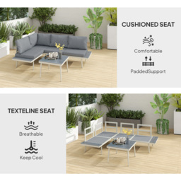 Outsunny 4 Seater Grey Garden Sofa Set with Adjustable Lounger - Wilko - thumbnail 7