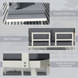 Outsunny 4 Seater Grey Garden Sofa Set with Adjustable Lounger - Wilko - thumbnail 4