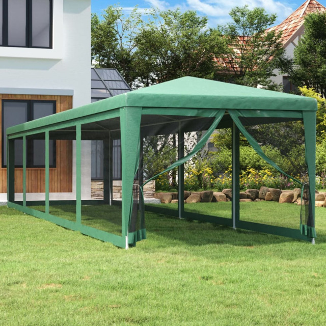 vidaXL 3 x 12m Green Party Tent with 10 Mesh Sidewalls - Wilko - image 1