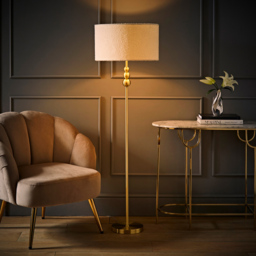 ValueLights Marissa Reni Cream Boucle Shade and Gold Ball LED Floor Lamp - Size: 145 x 45 x 45cm - Wilko - thumbnail 7