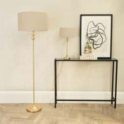 ValueLights Maggie Cream and Gold Drum Shade Candlestick LED Floor Lamp - Size: 151 x 45 x 45cm - Wilko - thumbnail 6