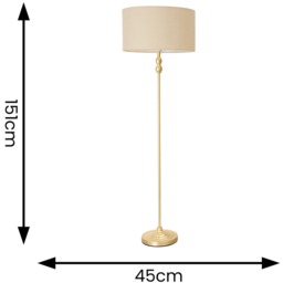 ValueLights Maggie Cream and Gold Drum Shade Candlestick LED Floor Lamp - Size: 151 x 45 x 45cm - Wilko - thumbnail 7