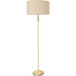 ValueLights Maggie Cream and Gold Drum Shade Candlestick LED Floor Lamp - Size: 151 x 45 x 45cm - Wilko
