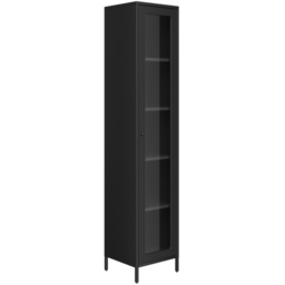 LPD Home Frank Single Door Black Glass Display Cabinet - Size: 180.5 x 37 x 35cm - Wilko - thumbnail 4