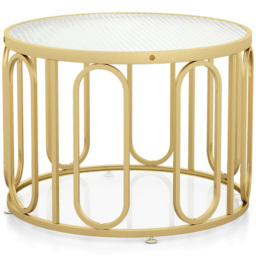 Costway Golden Tempered Glass Round Coffee Table - Size: 70 x 68 x 17cm - Wilko - thumbnail 3