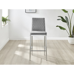 Furniturebox Modern Valera Grey and Silver Velvet Bar Stool Set of 2 - Wilko - thumbnail 4