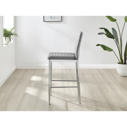 Furniturebox Modern Valera Grey and Silver Velvet Bar Stool Set of 2 - Wilko - thumbnail 5