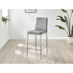 Furniturebox Modern Valera Grey and Silver Velvet Bar Stool Set of 2 - Wilko - thumbnail 3
