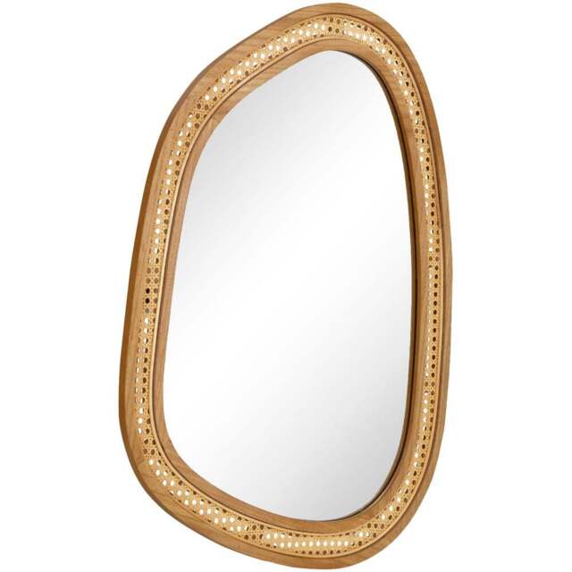 Costway Natural Boho Style Irregular PVC Rattan Wall Mirror 85 x 60cm - Cream - Wilko - image 1