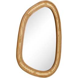 Costway Natural Boho Style Irregular PVC Rattan Wall Mirror 85 x 60cm - Cream - Wilko
