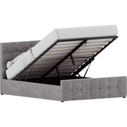 VIDA DESIGNS Valentina King Size Light Grey Velvet Ottoman Bed - Wilko - thumbnail 3