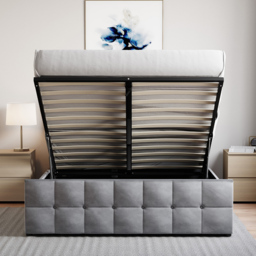 VIDA DESIGNS Valentina King Size Light Grey Velvet Ottoman Bed - Wilko - thumbnail 7