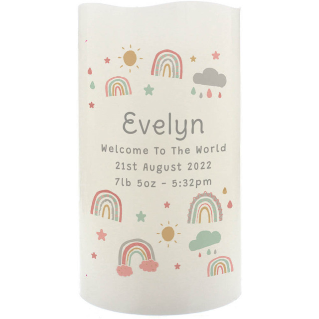 Personalised Memento Rainbow Night Light LED Candle - Size: 0.8 x 1.3 x 0.8cm - White - Wilko - image 1