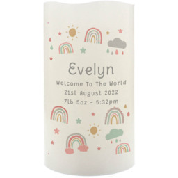 Personalised Memento Rainbow Night Light LED Candle - Size: 0.8 x 1.3 x 0.8cm - White - Wilko - thumbnail 1