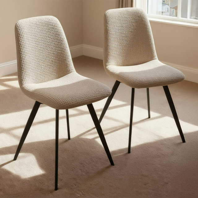 Home Source Ashford Set of 2 Beige Upholstered Dining Chairs - Wilko - image 1