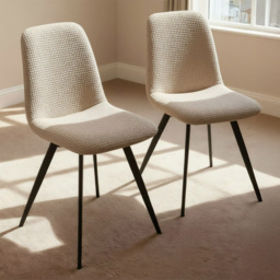 Home Source Ashford Set of 2 Beige Upholstered Dining Chairs - Wilko - thumbnail 1