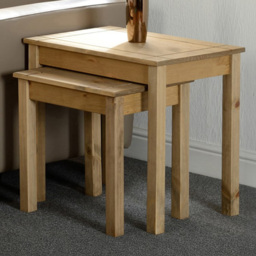Seconique Panama Natural Wax Nest of Tables Set of 2 - Size: 40 x 56 x 53cm - Brown - Wilko