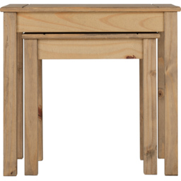 Seconique Panama Natural Wax Nest of Tables Set of 2 - Size: 40 x 56 x 53cm - Brown - Wilko - thumbnail 5