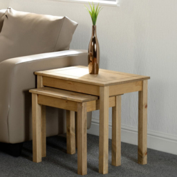 Seconique Panama Natural Wax Nest of Tables Set of 2 - Size: 40 x 56 x 53cm - Brown - Wilko - thumbnail 7