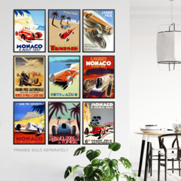 Artery8 Vintage Monaco Grand Prix Adverts Wall Art Print 30 x 41cm 9 Pack - Size: 40.5 x 30.5 x 0.3cm - Multi - Wilko - thumbnail 4