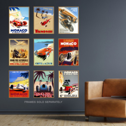 Artery8 Vintage Monaco Grand Prix Adverts Wall Art Print 30 x 41cm 9 Pack - Size: 40.5 x 30.5 x 0.3cm - Multi - Wilko - thumbnail 3