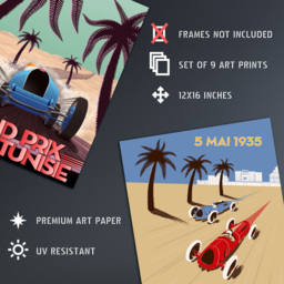 Artery8 Vintage Monaco Grand Prix Adverts Wall Art Print 30 x 41cm 9 Pack - Size: 40.5 x 30.5 x 0.3cm - Multi - Wilko - thumbnail 5