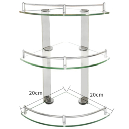 3 Tier Wall Mounted Glass Corner Shelf - Size: 3.5 x 20 x 20cm - Silver - Living and Home - Wilko - thumbnail 7