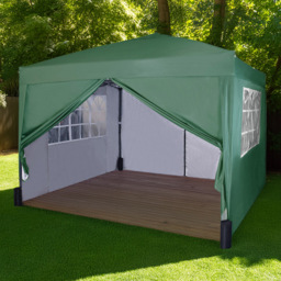 Green Pop Up Outdoor Canopy Tent with Removable Sidewalls 3 x 3m - MCC - Wilko - thumbnail 1