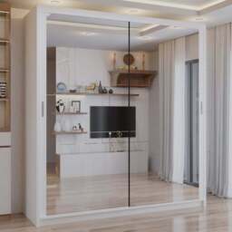 Sliding Wardrobes 4U 2 Sliding Door White Full Length Mirrored Wardrobe 203cm - Size: 2 Door - Wilko - thumbnail 1
