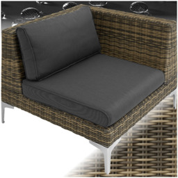 tectake Villanova Rattan Left Corner Garden Chair with Cushion - Size: 72 x 89 x 89cm - Grey - Wilko - thumbnail 3
