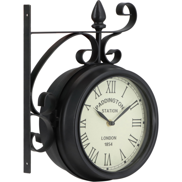 Charles Bentley Black Paddington Double Sided Garden Clock 35 x 33cm - Size: 33 x 35cm - Wilko - image 1