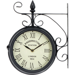 Charles Bentley Black Paddington Double Sided Garden Clock 35 x 33cm - Size: 33 x 35cm - Wilko - thumbnail 4