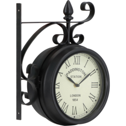 Charles Bentley Black Paddington Double Sided Garden Clock 35 x 33cm - Size: 33 x 35cm - Wilko - thumbnail 1