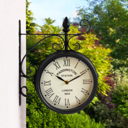 Charles Bentley Black Paddington Double Sided Garden Clock 35 x 33cm - Size: 33 x 35cm - Wilko - thumbnail 3