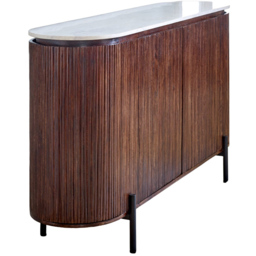 Brooklyn Opal 4 Door Marble Top Mango Wood Sideboard - Brown - Wilko - thumbnail 3