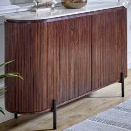 Brooklyn Opal 4 Door Marble Top Mango Wood Sideboard - Brown - Wilko - thumbnail 1