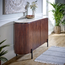 Brooklyn Opal 4 Door Marble Top Mango Wood Sideboard - Brown - Wilko - thumbnail 6
