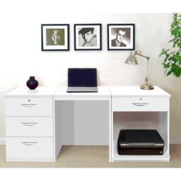 R White Cabinets 4 Drawer White Set-11 Desk with Printer Shelf - Size: 72.8 x 167.9 x 54cm - Wilko - thumbnail 5