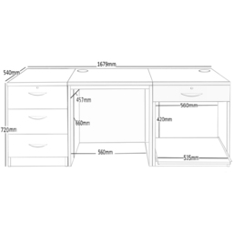 R White Cabinets 4 Drawer White Set-11 Desk with Printer Shelf - Size: 72.8 x 167.9 x 54cm - Wilko - thumbnail 6