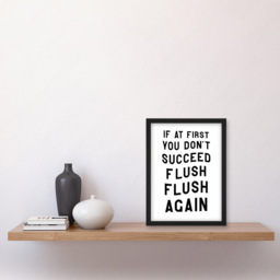 Artery8 Flush Again Funny Toilet Sign Framed Wall Art Print 21 x 29.7cm - Size: 32.3 x 23.4 x 1.5cm - White - Wilko - thumbnail 3