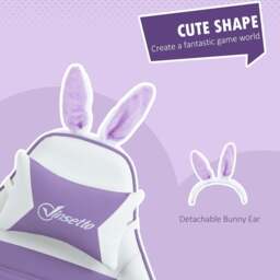 Portland Purple PU Leather Rabbit Ears Recliner Gaming Chair - Size: 65 x 63 x 142cm - Wilko - thumbnail 7