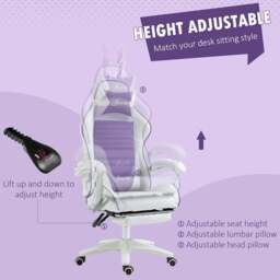 Portland Purple PU Leather Rabbit Ears Recliner Gaming Chair - Size: 65 x 63 x 142cm - Wilko - thumbnail 6