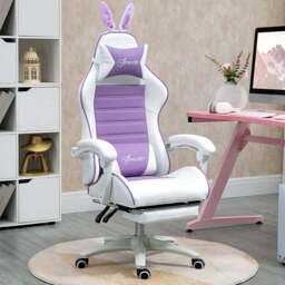 Portland Purple PU Leather Rabbit Ears Recliner Gaming Chair - Size: 65 x 63 x 142cm - Wilko